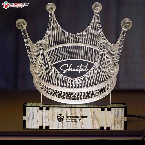 Personalized The Crown Acrylic 3D illusion LED Lamp with Color Changing Led and Remote#1589