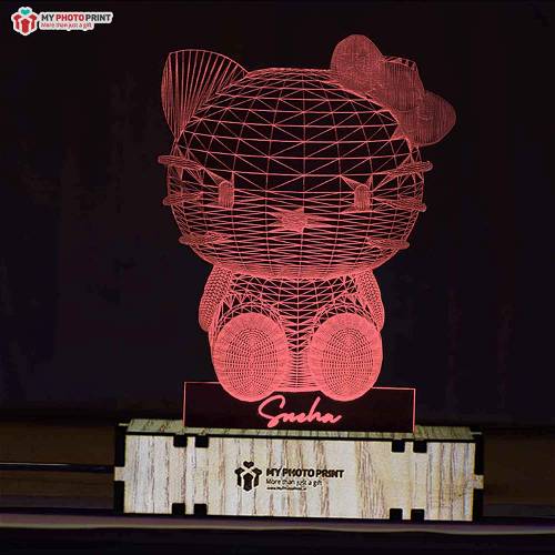 Personalized Kitty Acrylic 3D illusion LED Lamp with Color Changing Led and Remote#1588