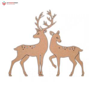 Pair Deer Shape MDF Wooden Craft Cutout Any Shapes & Patterns | Minimum Order 5 Pcs