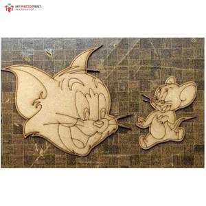 Pair Tom and Jerry Shape MDF Wooden Craft Cutout Any Shapes & Patterns | Minimum Order 5 Pcs