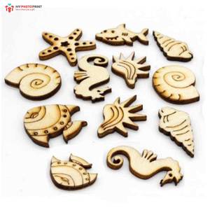 Aqua Animals Design MDF Wooden Craft Cutout Any Shapes & Patterns | (minimum 10 Quantity)