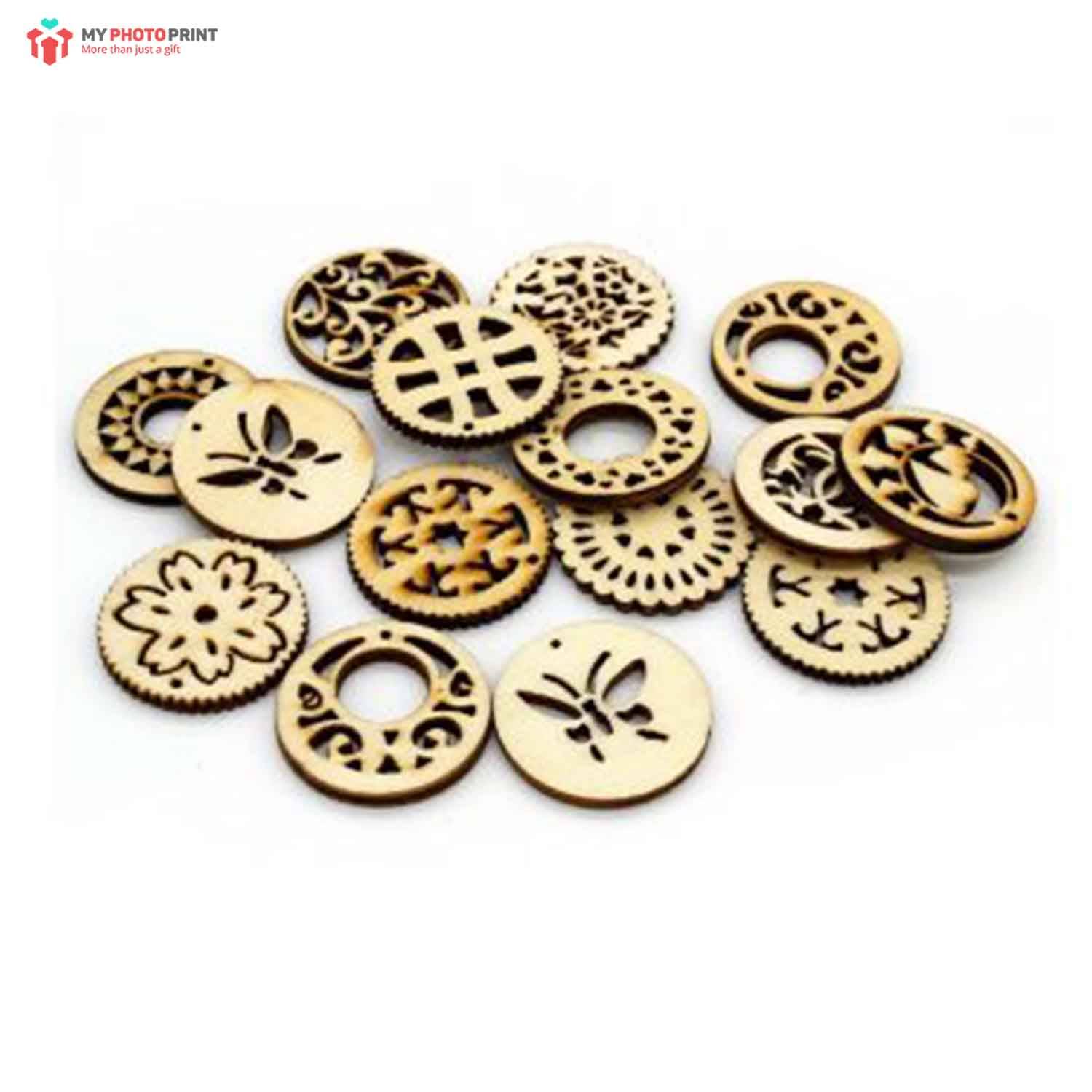 Round Design MDF Wooden Craft Cutout Any Shapes & Patterns | (Pack Of 15pcs)