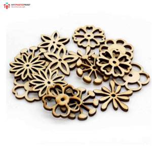 Flower Design MDF Wooden Craft Cutout Any Shapes & Patterns | (Pack Of 15pcs)