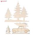 Fir Tree and Car Wooden Shapes MDF Wooden Craft Cutout Any Shapes & Patterns | (3 Piece Set)