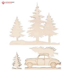 Fir Tree and Car Wooden Shapes MDF Wooden Craft Cutout Any Shapes & Patterns | (minimum 10 Quantity)