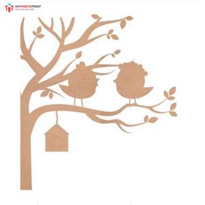 Tree And Birds MDF Wooden Craft Cutout Any Shapes & Patterns | (minimum 10 Quantity)