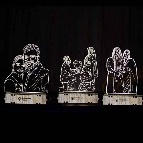 PERSONALIZED LINEART ACRYLIC 3D ILLUSION PHOTO LED LAMP WITH COLOR CHANGING LED AND REMOTE#1981