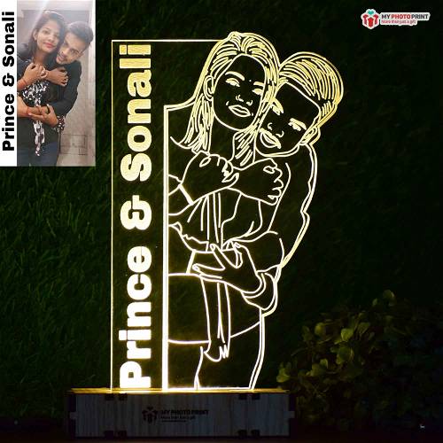 Personalized Couple Unique Photo Acrylic Led Night Lamp with Color Changing Led and Remote #2057