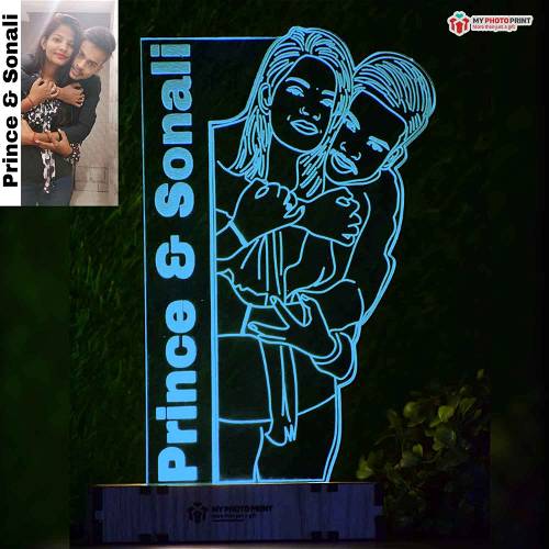 Personalized Couple Unique Photo Acrylic Led Night Lamp with Color Changing Led and Remote #2057