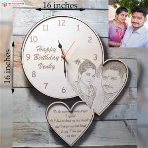 Custom Couple Photo Clock Engraved Photo Frame