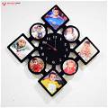 Customized Wooden Photo clock with 8 Photos