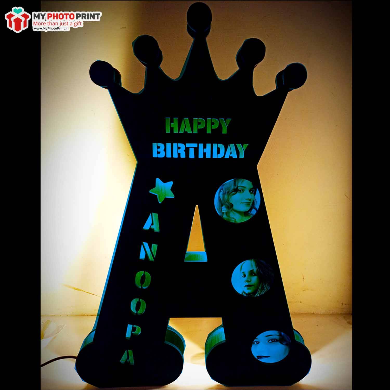 A TO Z Alphabet Big Wooden Name Board With three Photos