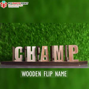 Customized Double Side Flip Wooden Name 007