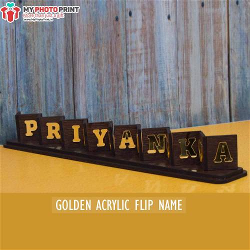Customized Golden Acrylic Flip Name