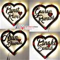 Custom Couple Heart Name Wall Hanging With Led Light #2086