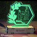 PERSONALIZED COUPLE LINEART ACRYLIC 3D ILLUSION PHOTO LED LAMP WITH COLOR CHANGING LED AND REMOTE#2093