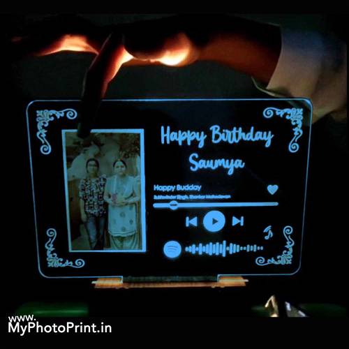 Personalized Name Music Plaque With Occasion & Photo Acrylic 3D illusion LED Lamp with Color Changing Led and Remote #2103