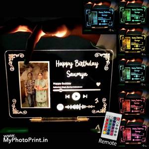 Personalized Name Music Plaque With Occasion & Photo Acrylic 3D illusion LED Lamp with Color Changing Led and Remote #2103