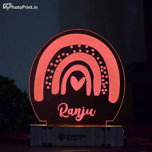Personalized Name & Rainbow Acrylic 3D illusion LED Lamp with Color Changing Led and Remote #2104