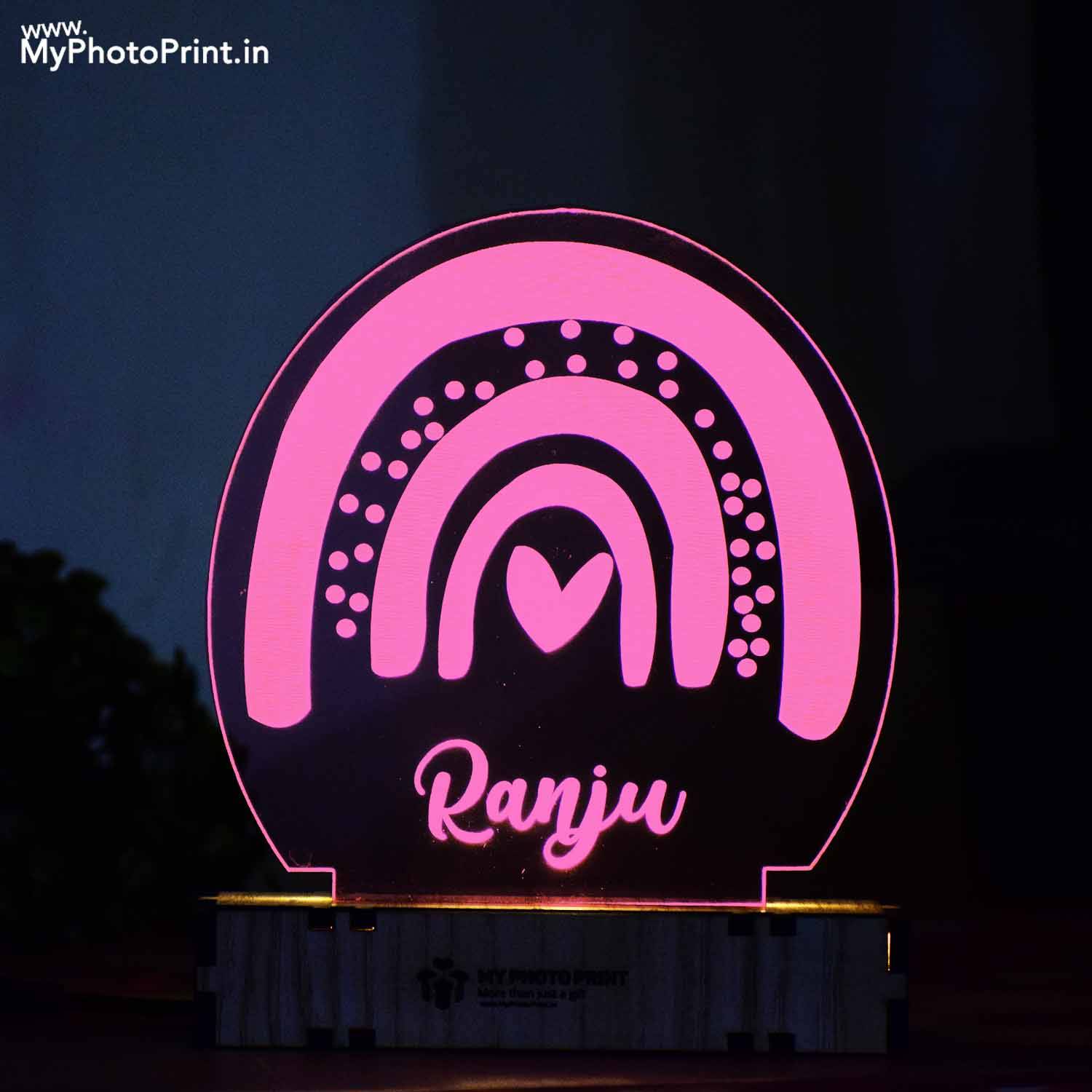 Personalized Name & Rainbow Acrylic 3D illusion LED Lamp with Color Changing Led and Remote #2104