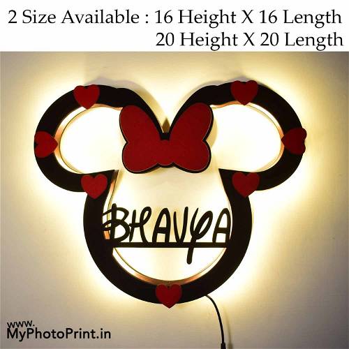 Personalized Mini Mouse Name Wall Hanging With Led Light #2089