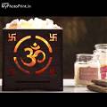 Om Rectangle Plywood Himalayan Rock Salt Lamp Basket by MyPhotoPrint.in