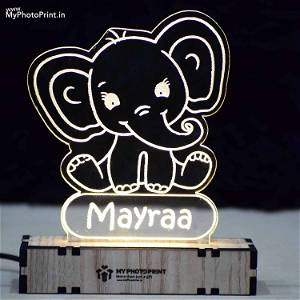 Customized Baby Elephant Acrylic 3d Illusion Led Lamp With Color Changing Led And Remote#2129