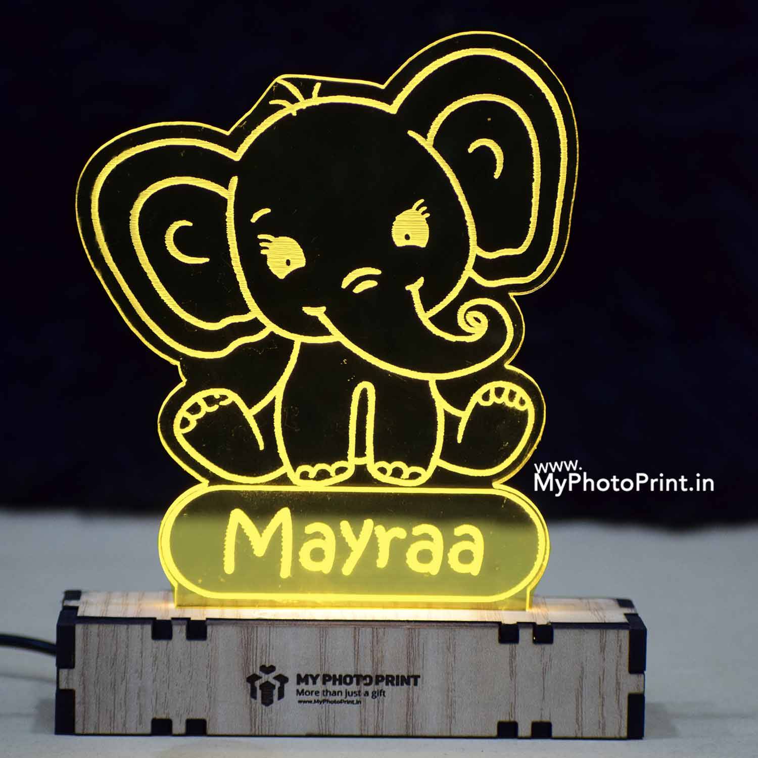 Customized Baby Elephant Acrylic 3d Illusion Led Lamp With Color Changing Led And Remote#2129
