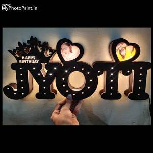CUSTOMIZED YOUR NAME BOARD WITH TWO PHOTOS MULTICOLOR LED AND REMOTE #1297-2