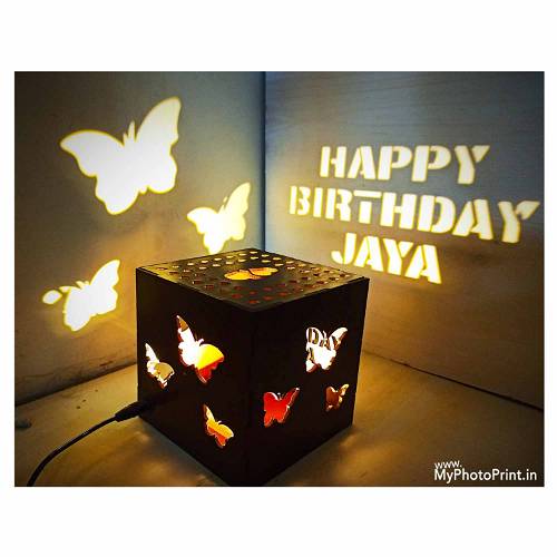 Customized Butterfly Wooden Shadow Box With Electric Night Lamp 
