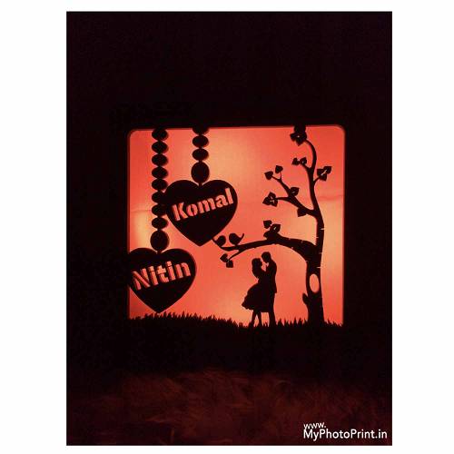 Customized Wooden Couple Light Box With Your Name