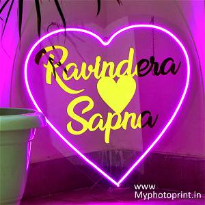 Personalized Love Couple Name With Heart Led Neon Sign Decorative Lights Wall Decor