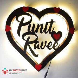 Personalized  Heart Name Wall Hanging With Led Light #2200