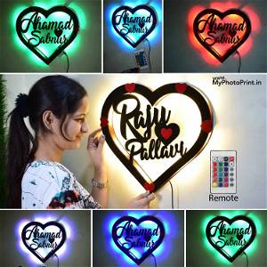 Personalized  Heart Name Wall Hanging With Led Light #2200
