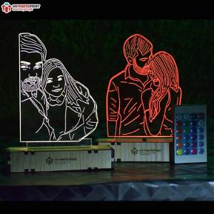 PERSONALIZED LINEART ACRYLIC 3D ILLUSION PHOTO LED LAMP WITH COLOR CHANGING LED AND REMOTE#2204