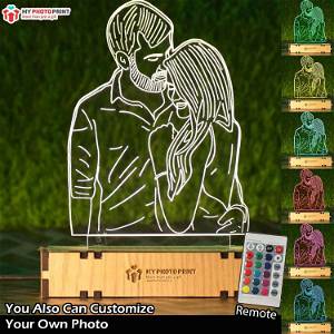 PERSONALIZED LINEART ACRYLIC 3D ILLUSION PHOTO LED LAMP WITH COLOR CHANGING LED AND REMOTE#2204