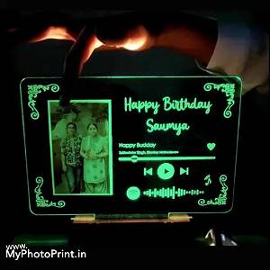 Personalized Name Music Plaque With Occasion & Photo Acrylic 3D illusion LED Lamp with Color Changing Led and Remote SG