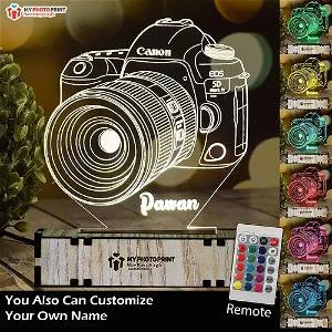 PERSONALIZED CAMERA ACRYLIC 3D ILLUSION LED LAMP WITH COLOR CHANGING LED AND REMOTE SG
