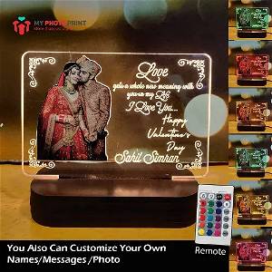 Personalized Valentine Special Photo Acrylic Led Night Lamp with Color Changing Led and Remote SG