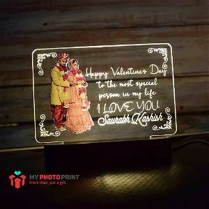 Personalized Valentine Special Photo Acrylic Led Night Lamp with Color Changing Led and Remote SG