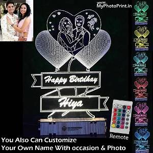 Personalized Unique 3 Heart Acrylic Photo 3D illusion LED Lamp with Color Changing Led and Remote SG