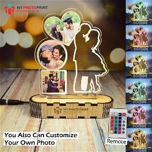 Personalized Love Couple Lamp With Your Photos Acrylic 3D illusion LED Lamp with Color Changing Led and Remote SG