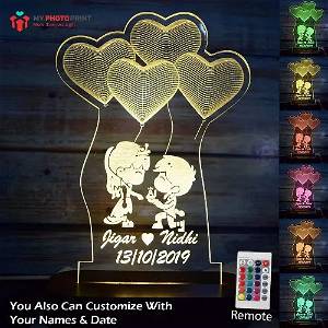 Personalized Cute Couple Proposal Acrylic 3D illusion LED Lamp with Color Changing Led and Remote SG
