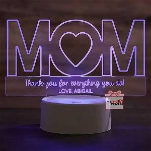 Personalized MOM Acrylic 3D illusion LED Lamp with Color Changing Led and Remote SG