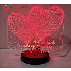 Personalized 2 Hearts Acrylic 3D illusion LED Lamp with Color Changing Led and Remote SG