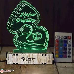 Personalized Couple Ring Acrylic 3D illusion LED Lamp with Color Changing Led and Remote SG