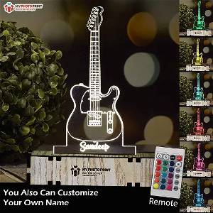 Personalized Guitar Acrylic  3D illusion LED Lamp with Color Changing Led and Remote SG