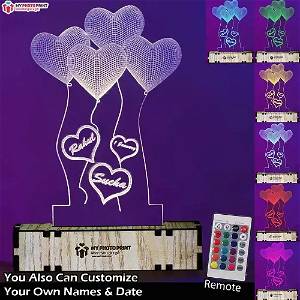 Personalized Heart Couple Name Acrylic 3D illusion LED Lamp with Color Changing Led and Remote SG