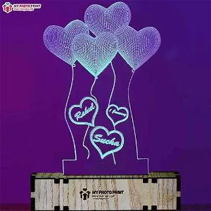 Personalized Heart Couple Name Acrylic 3D illusion LED Lamp with Color Changing Led and Remote SG