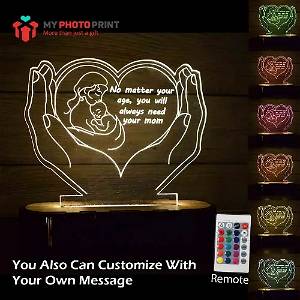 Personalized Mother Love Acrylic 3D illusion LED Lamp with Color Changing Led and Remote SG